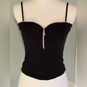 VINTAGE Y2K Cropped Zipper Sweetheart Tank Top Gothcore Size M